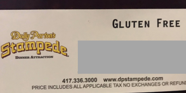 ticket with gluten free